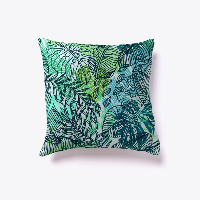 Tropical Blue&Green Leaf Mix Illustrated