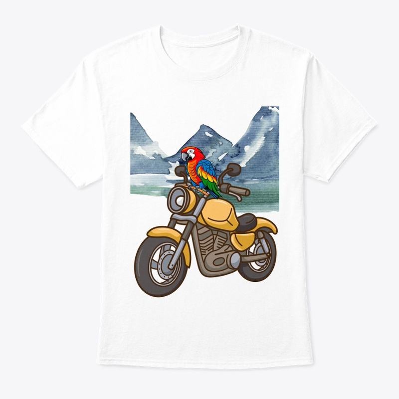 Parrot rides a motorcycle