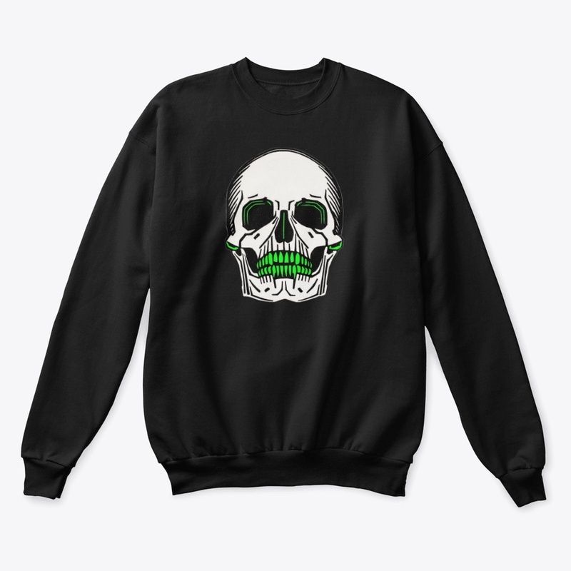 Dark Skull Neon Highlights Green Teeth