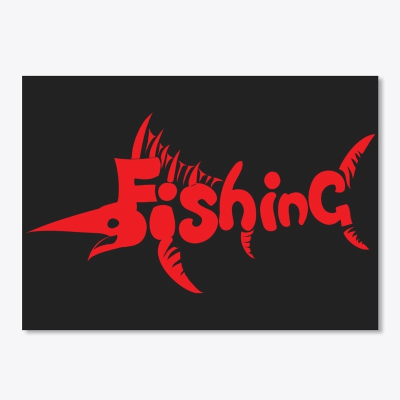 Red fishing funny logo