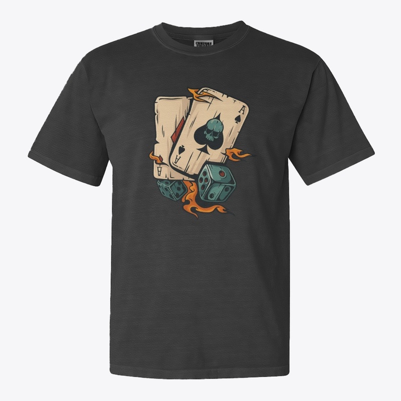 Flaming Ace & Dice Skull Design