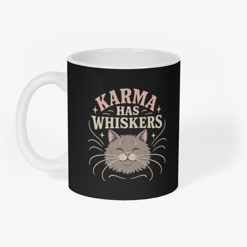 Karma Has Whiskers Retro Cat Tee Gift