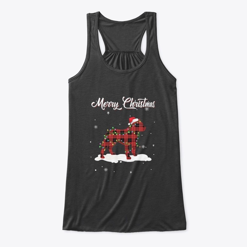 Pitbull Christmas Red Plaid Dog Lover