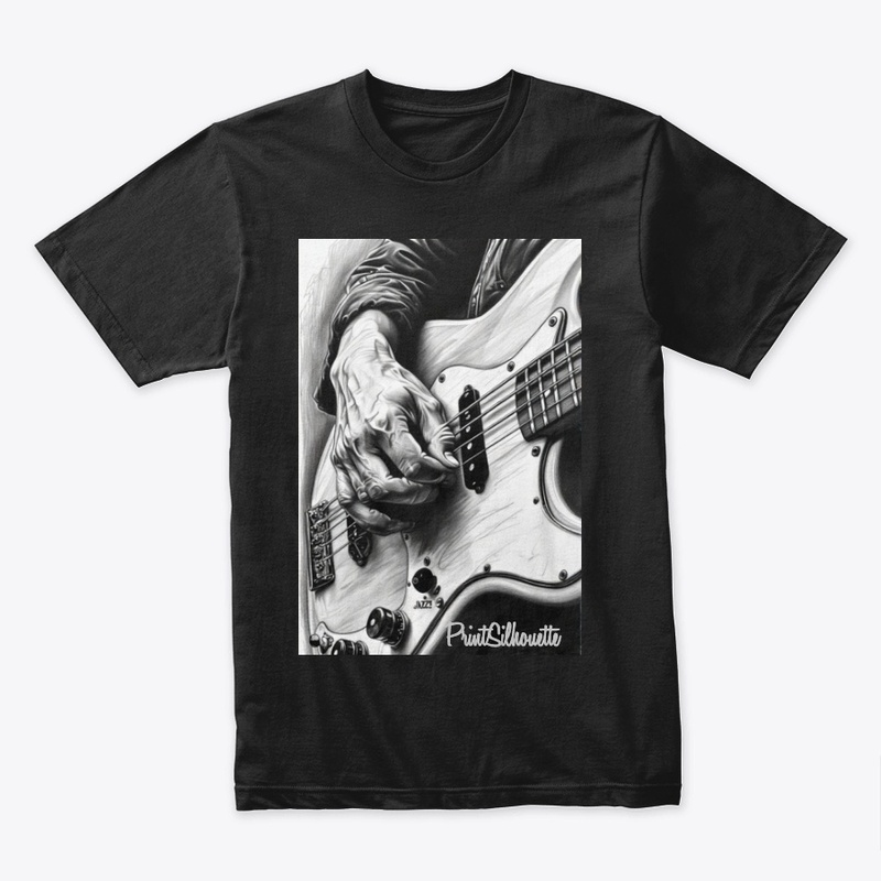 Bass Guitar t shirt black & white visual