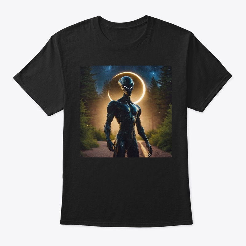 Space alien and crescent moon