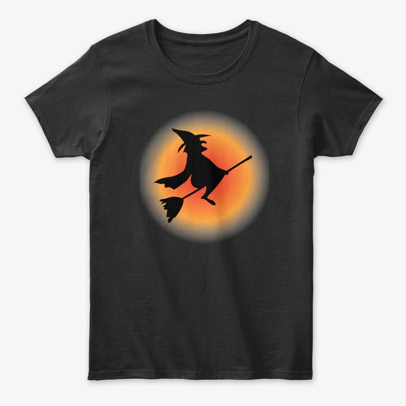 Halloween flying Witch with her broom.