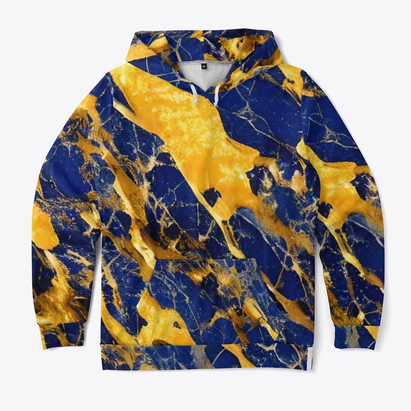 Blue and Gold Marble Swirl Design