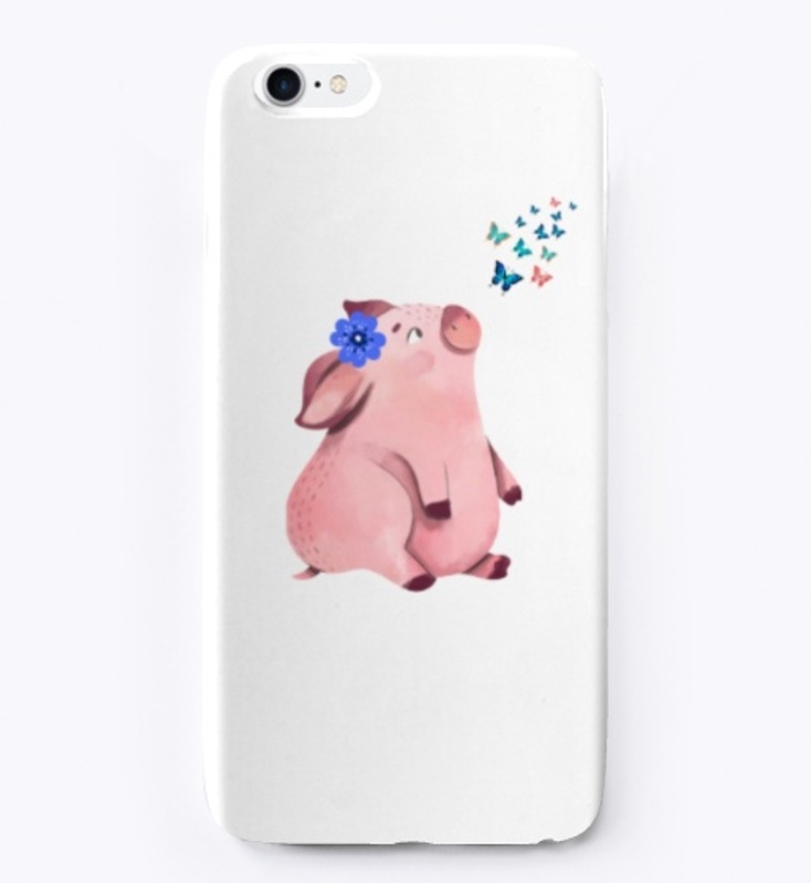 Pig watching butterflies