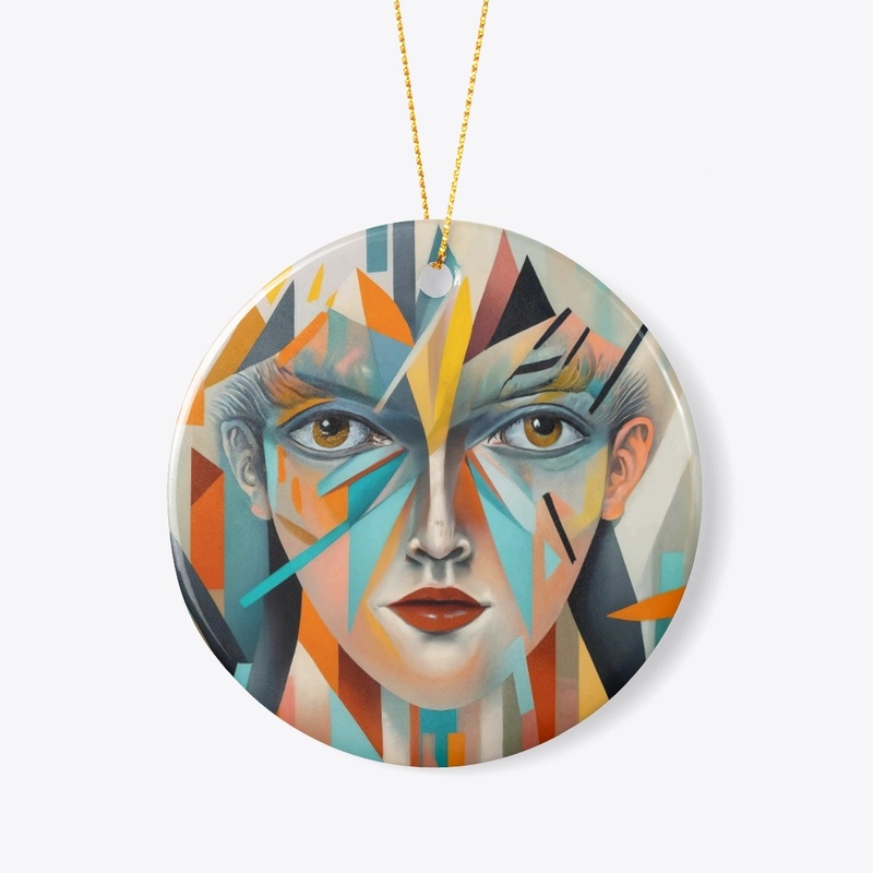 Woman Face, color painting of geometric