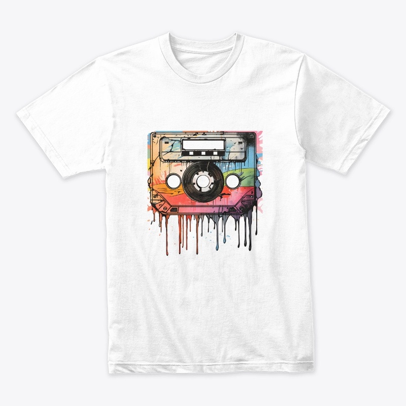 Retro Cassette Color Splash Tee