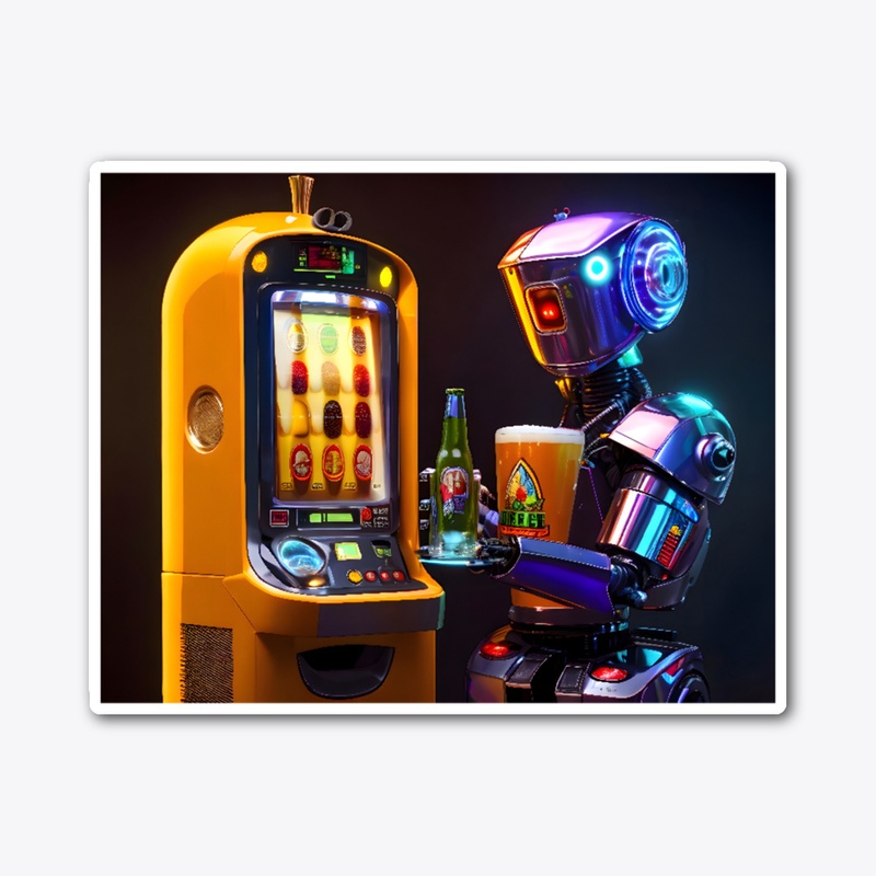 A robot playing a fruit machine