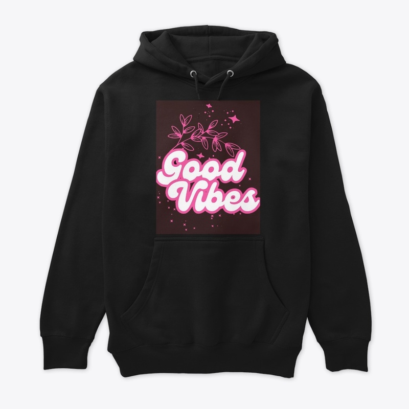 Black Pink Floral Good Vibes T-Shirt