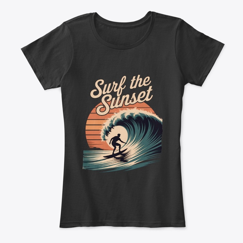  Surf the Sunset graphic tee, surfing