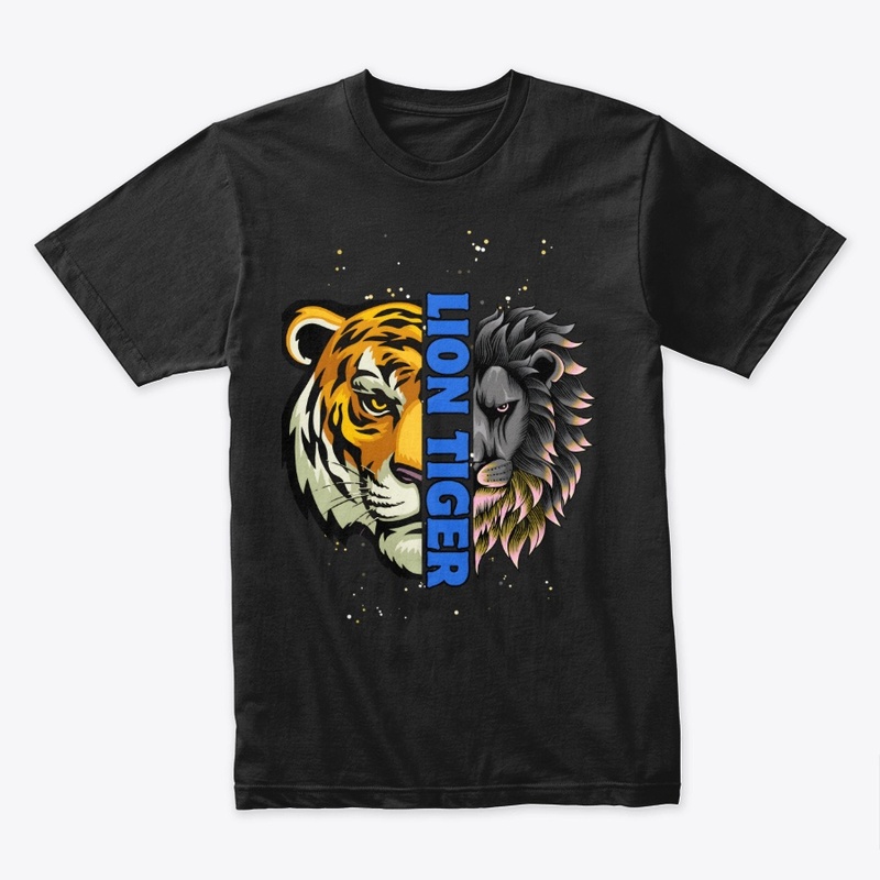 Lion Tiger Colorful Black T-shirt Design