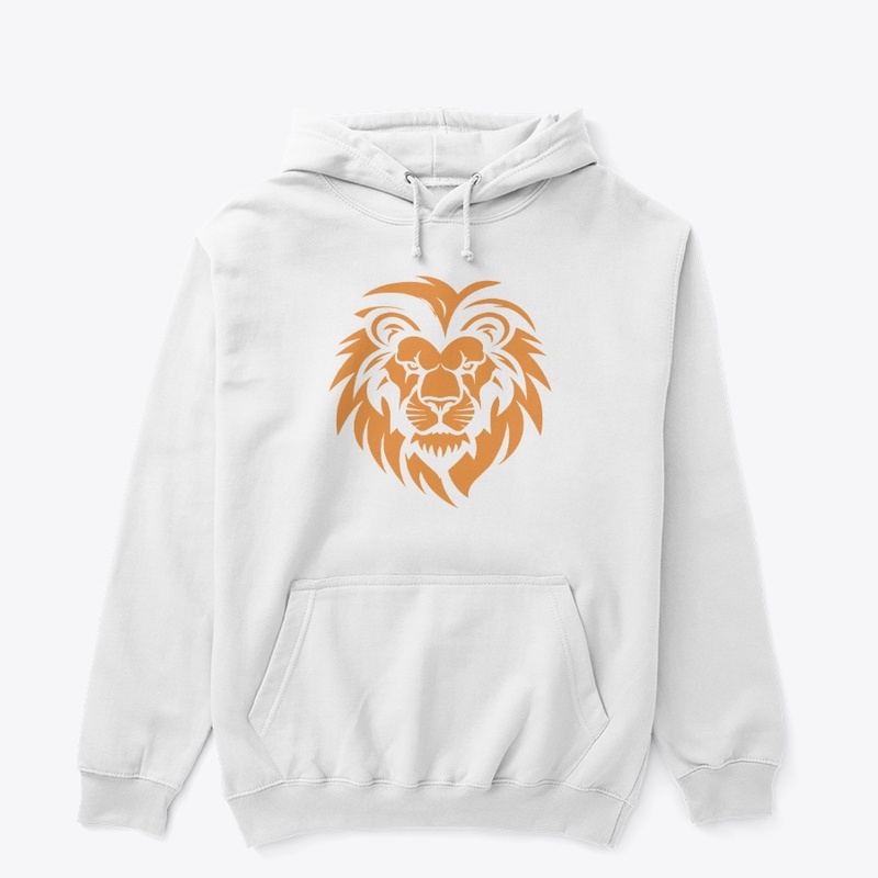 Simple orange lion head silhouette logo