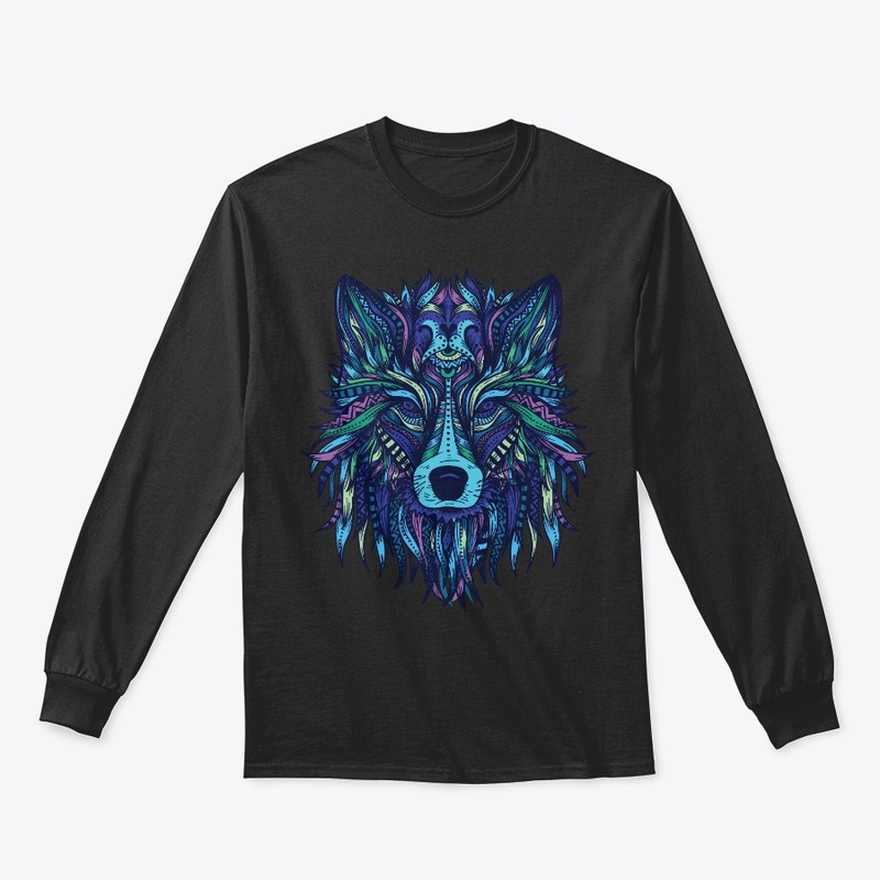 Mandala Pattern Hippie Tribal Wolf Gift