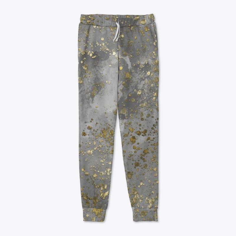 Gray and Gold Paint Splatter 