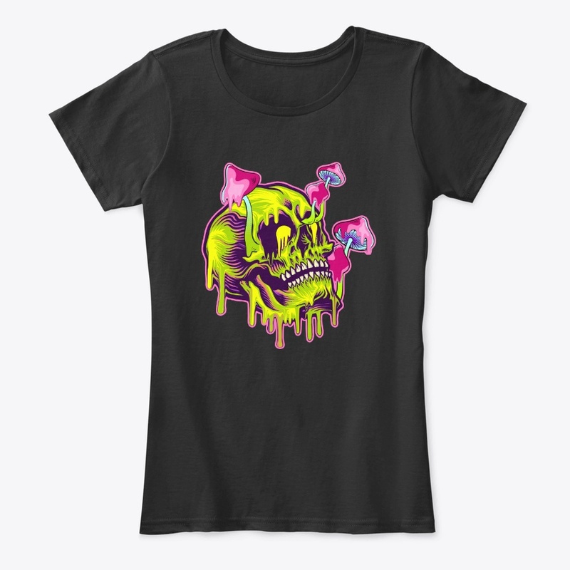 Psychedelic Skull and Mushrooms