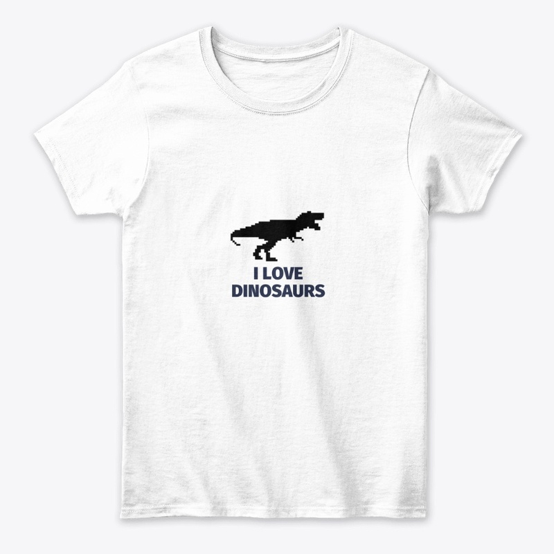 Pixel Art Dinosaur 4 White