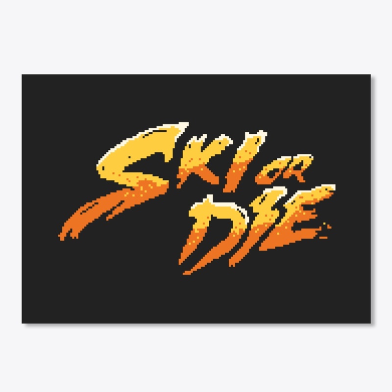 Sun Fire Ski or die Pixel art Logo
