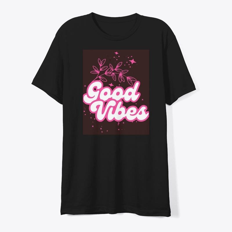 Black Pink Floral Good Vibes T-Shirt