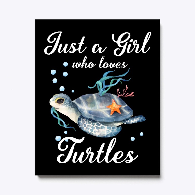 Girl Loves Turtles Watercolor Style