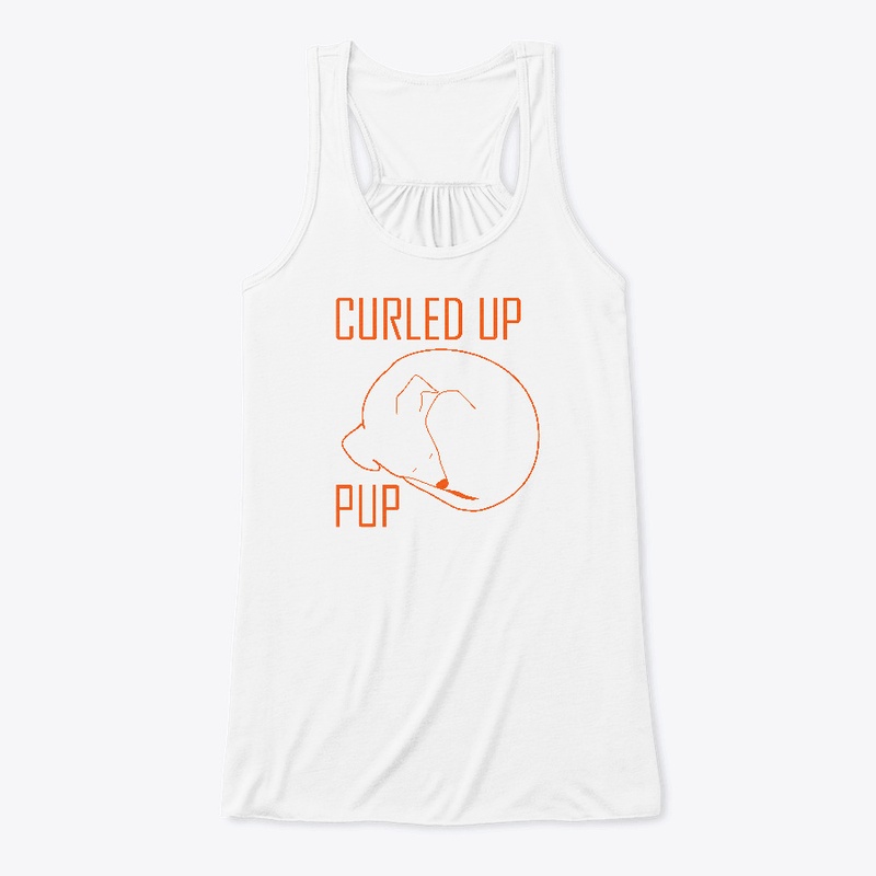 Curled Up Pup Womans Flowy Tank