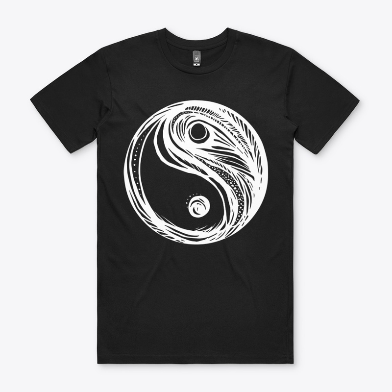 Balance- Yin Yang White Print on dark