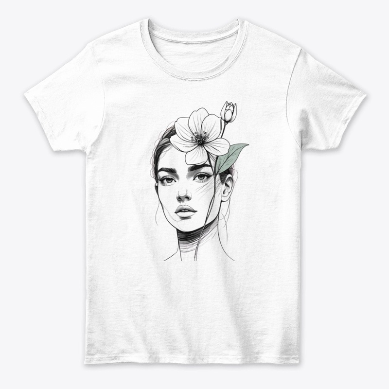 One-Line Woman  Flower Design 