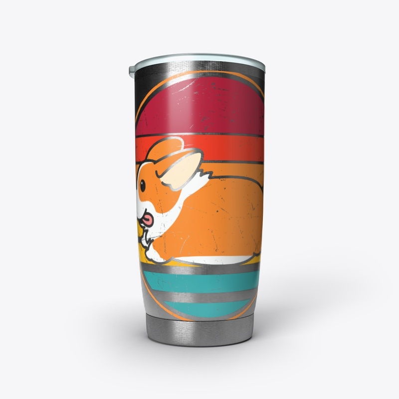 Cute Corgi With Rainbow Background