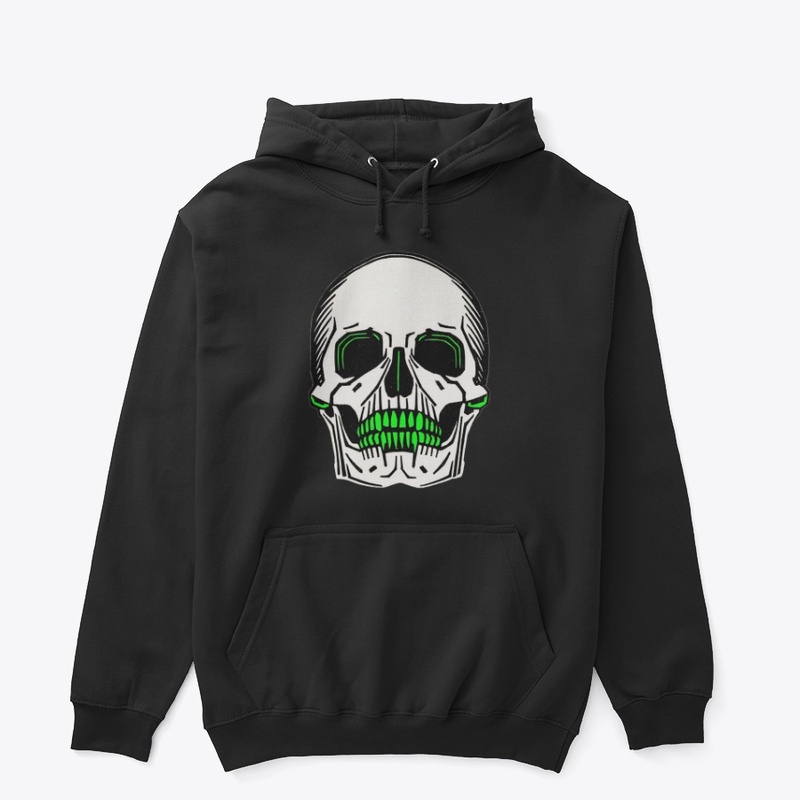 Dark Skull Neon Highlights Green Teeth