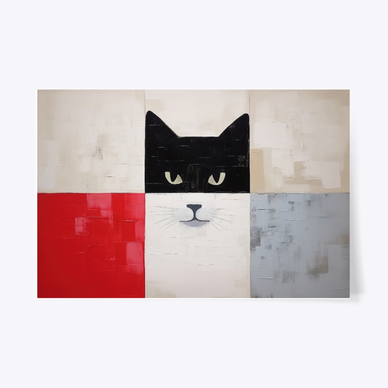 Black and White Cat Face Canvas Wall Art