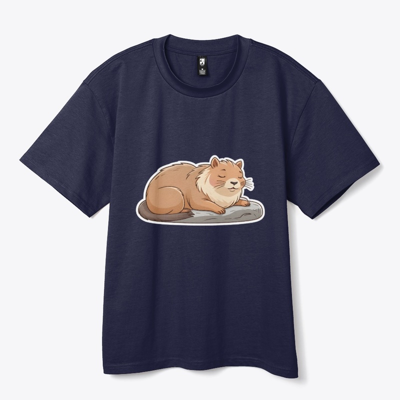 Cute Cat on Capybara Cartoon.