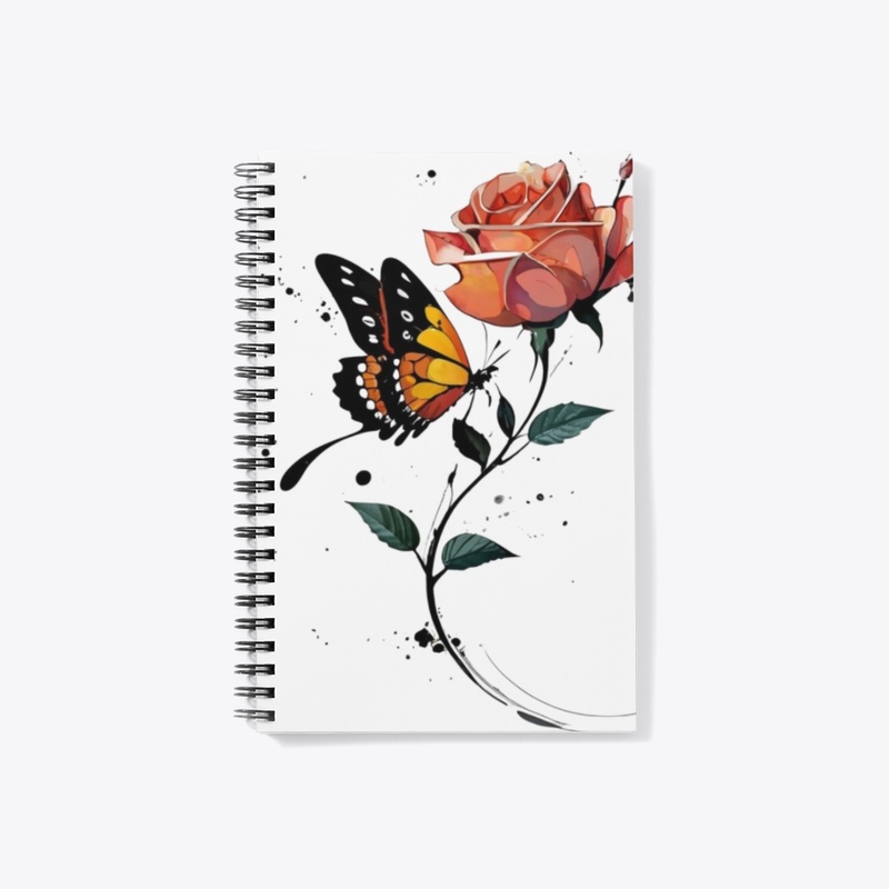 Flower and butterfly, watercolor