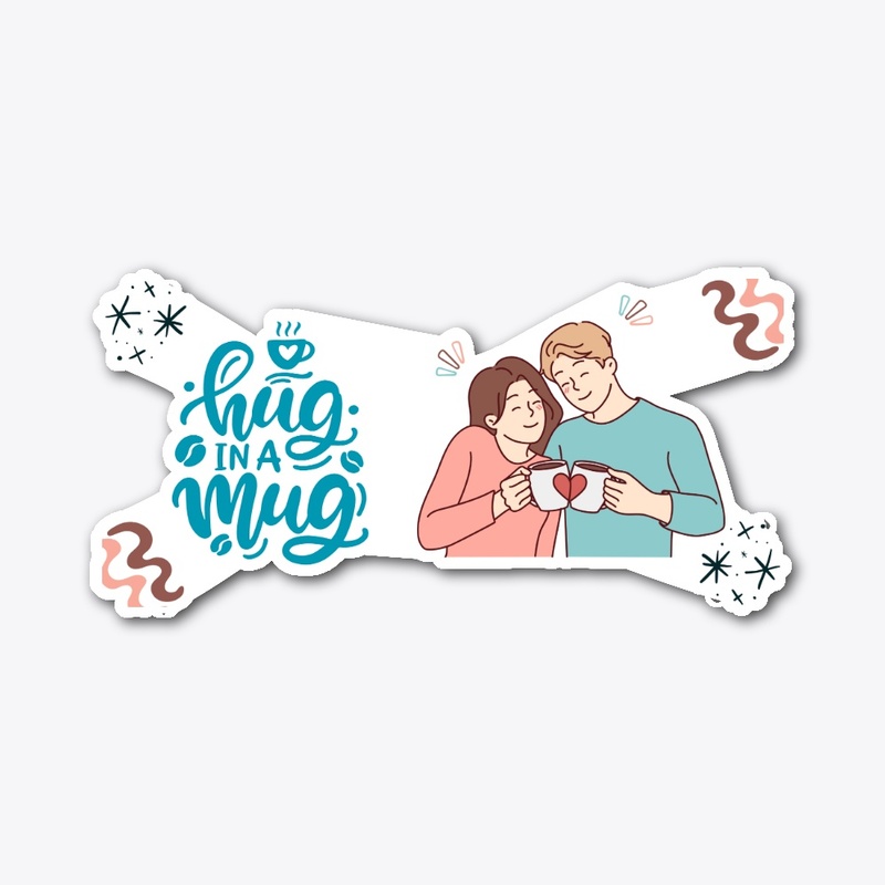 Brown and cream illustrative couple mug