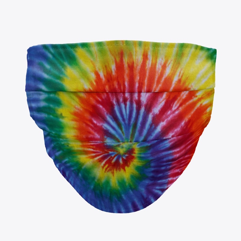 blue/green/yellow/red tie die face mask