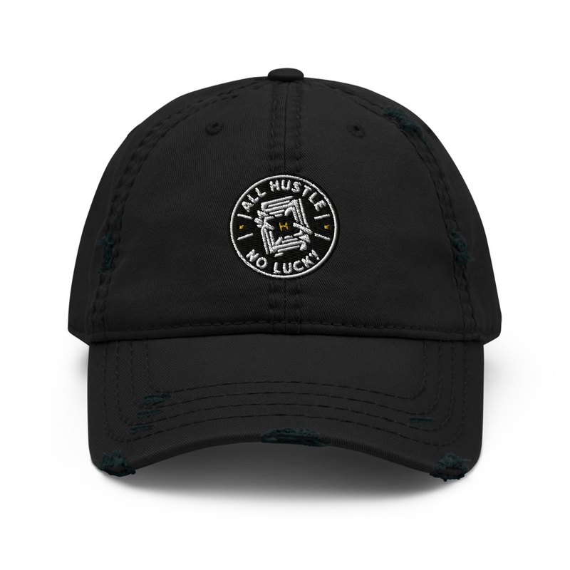 All Hustle No Luck Distressed Dad Hat
