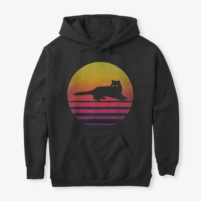Retro Vintage Sunset cat Kitten Lover