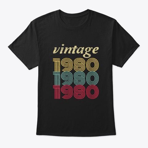 Born In 1980 Womens 1980 40 Th Birthday G Black T-Shirt Front