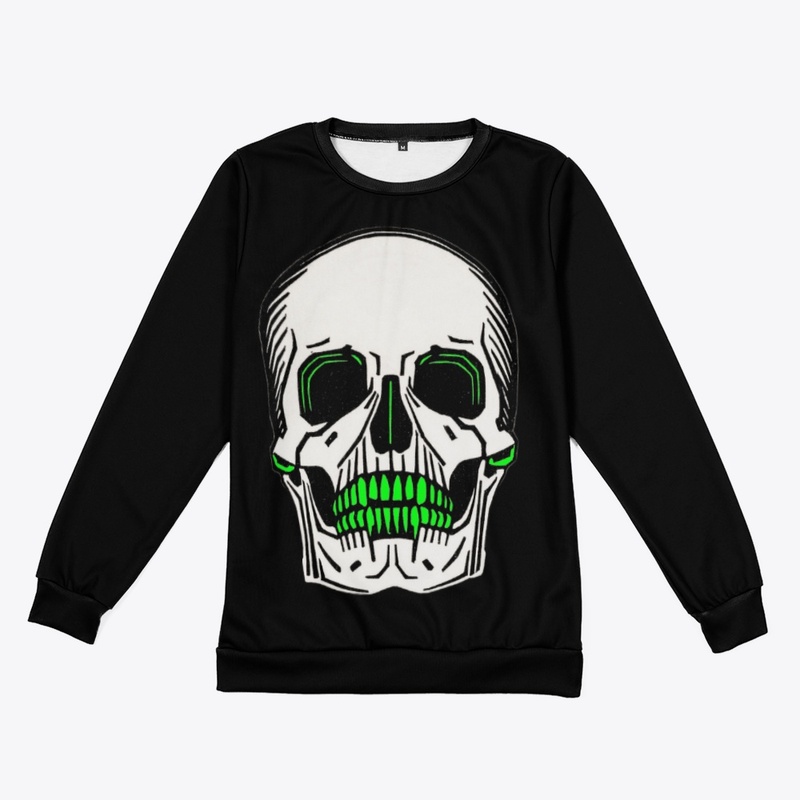 Dark Skull Neon Highlights Green Teeth