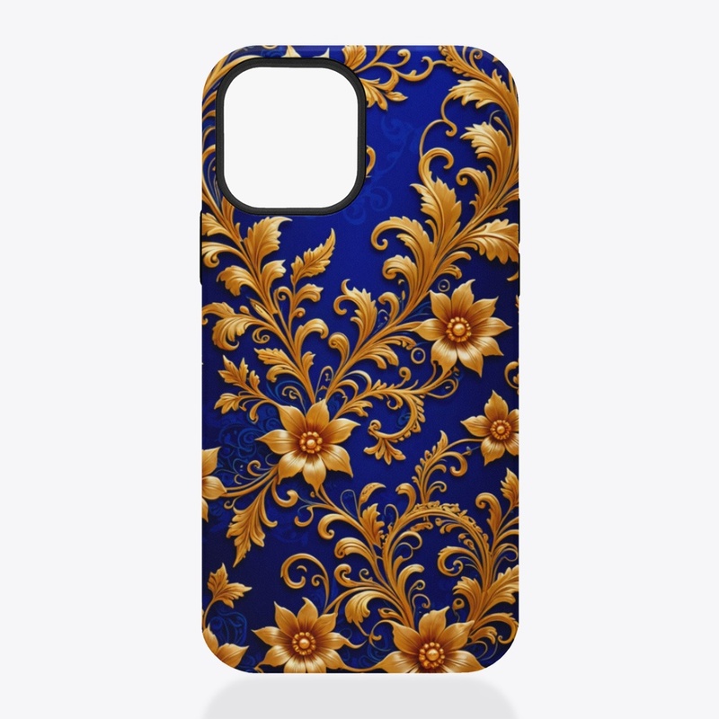 Regal Flourish: Lux Gold on Royal Blue