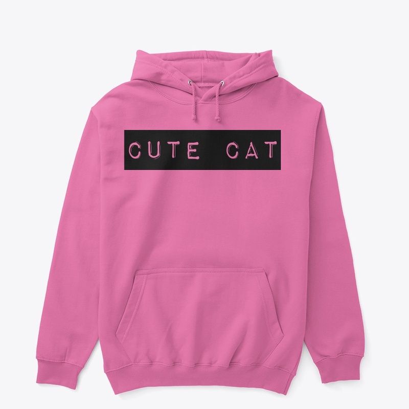 Hoodie with Cute Cat Text logo