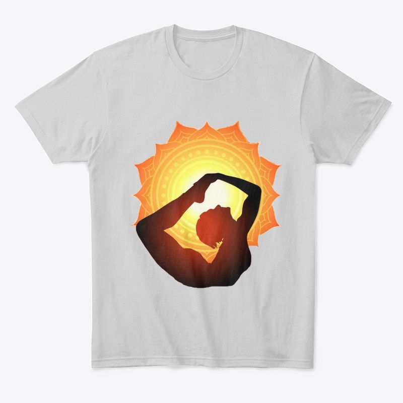 Yoga Poses with sunrise mandala design