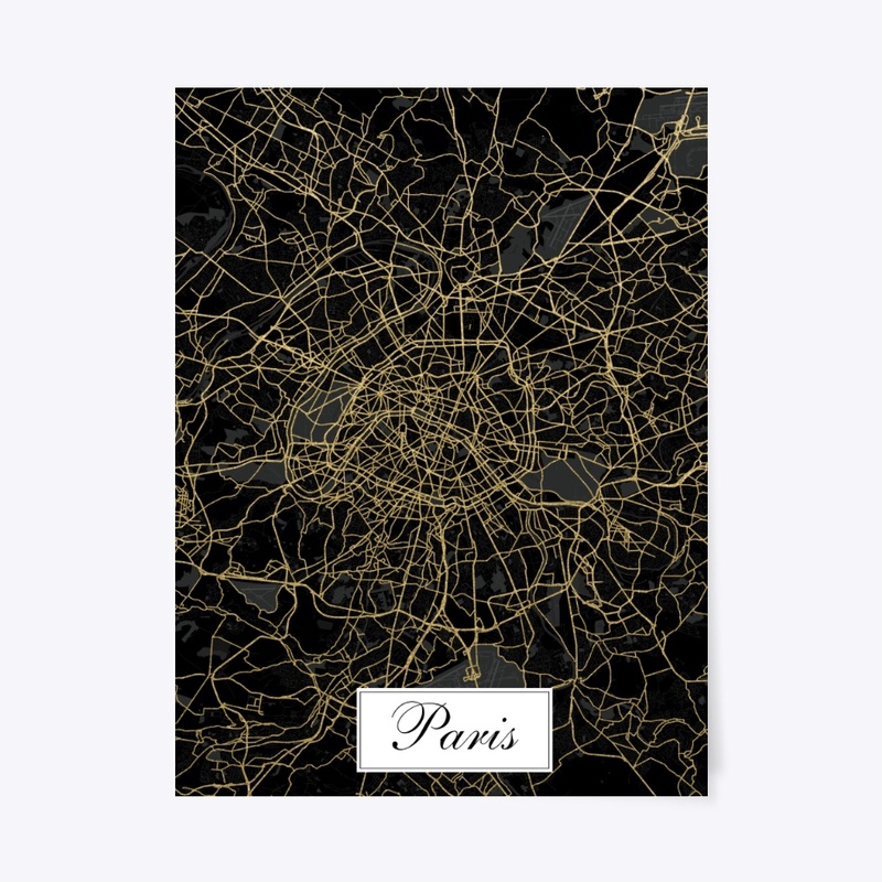 Black Gold Paris Map