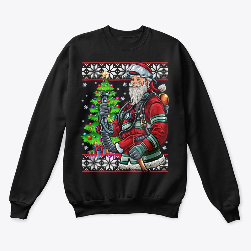 FIREFIGHTER SANTA CLAUS FIREMAN UGLY CHR