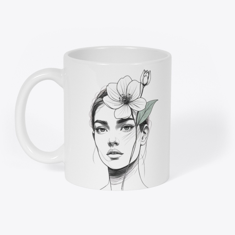 One-Line Woman Flower Design