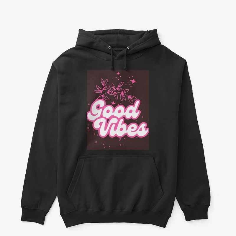Black Pink Floral Good Vibes T-Shirt