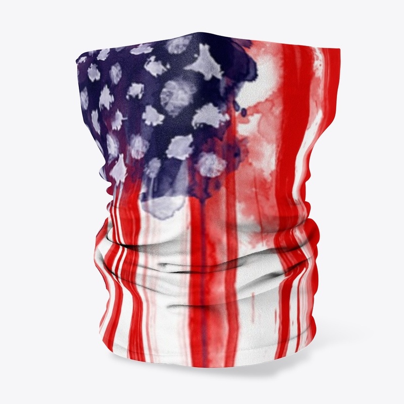 Water Color American Flag Neck Gaiter