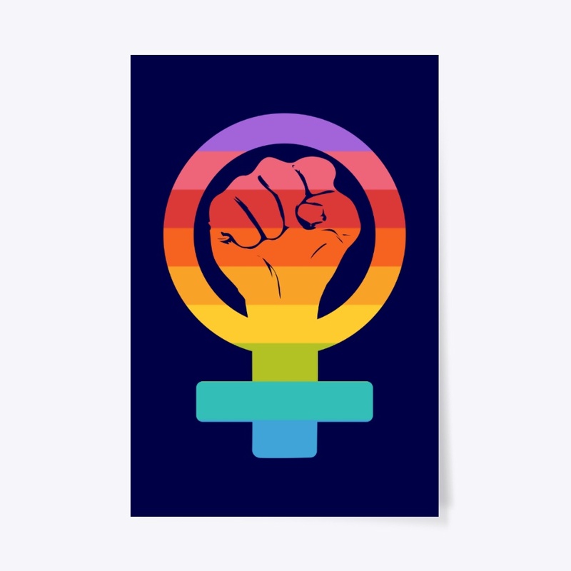 Colorful female activist symbol