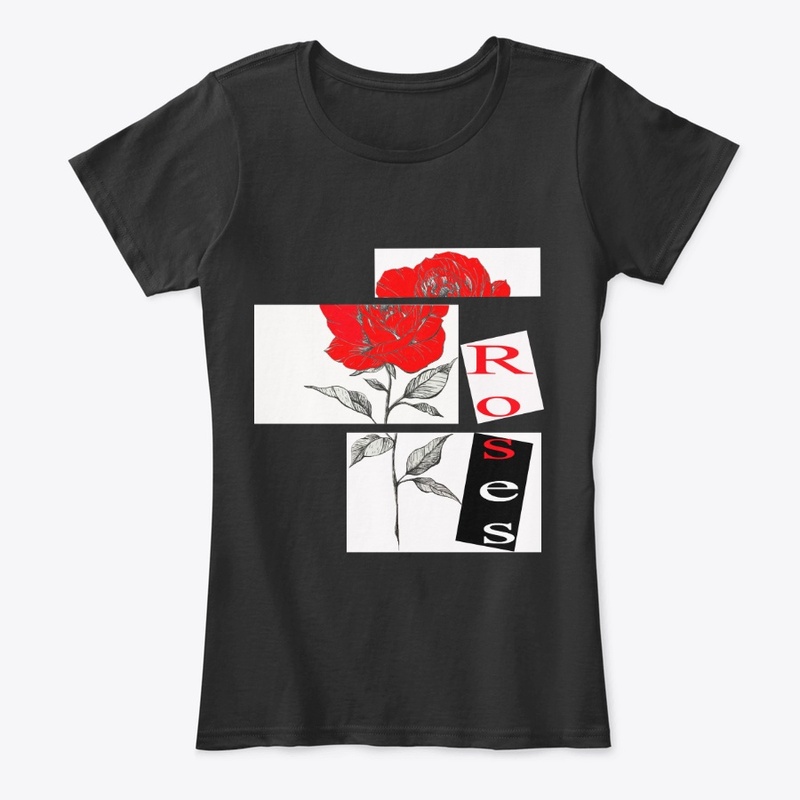 roses red in black tshirt
